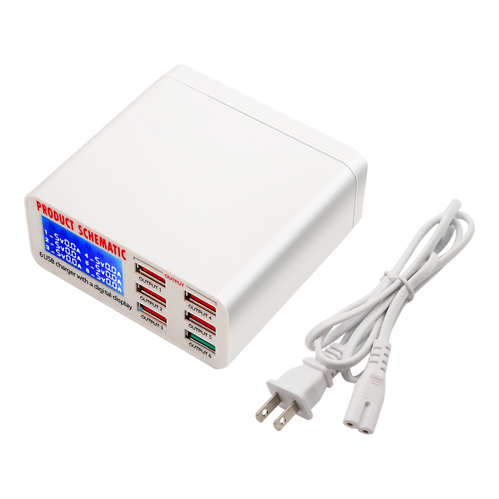 Cargador Inteligente Con 6 Puertos Usb De Carga Rápida  Sunshine SS-304D