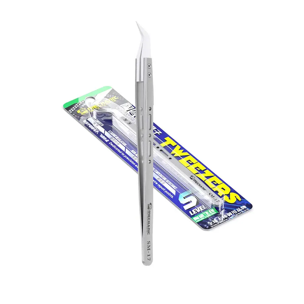 Pinza Curva De Alta Precisión, Con Punta De Cerámica Para Trabajos De Electronica.