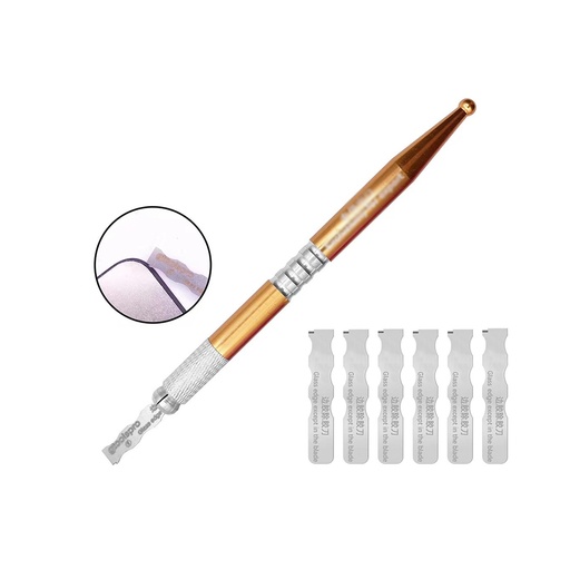 [TE-151] Espátula Para Remover Pegamento De Bordes De Pantalla Curva, Bisturí Quita Pegamento + 6 Navajas Finas