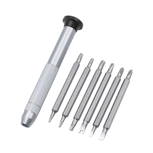 [RZ0491] Desarmador Con Puntas Magnéticas Intercambiables Para Celulares o Tablet Kit 7 En 1