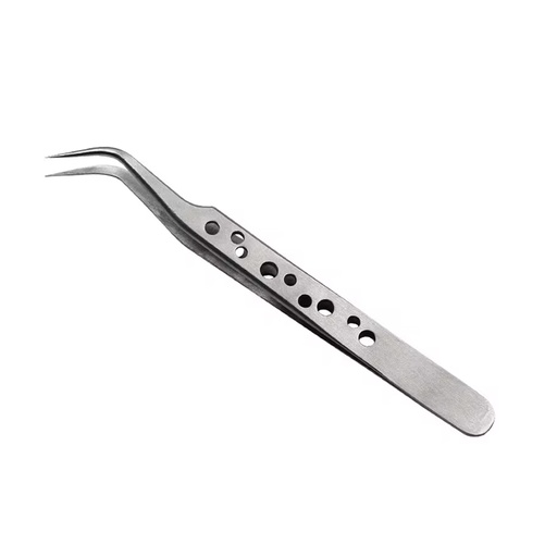 [RZ0276B] Pinza Antiestática Curva De Alta Precisión De Acero Inoxidable Para Celulares, Electrónica, Joyería o Relojería