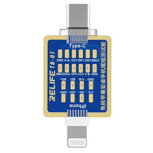 [RL-TB-07] Placa De Prueba De Enchufe Trasero Para Celulares iPhone Y Android Tipo C, Relife TB-07