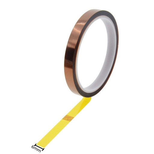 [JD10] Cinta Kapton Adhesiva De Aislamiento Térmico, Resistente A Altas Temperaturas, 6mm X 33m.