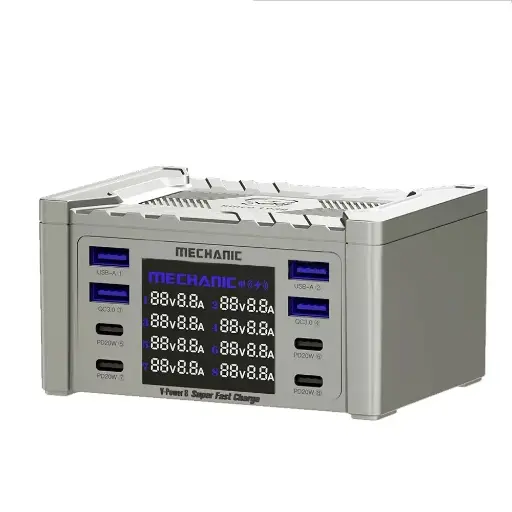 [V-POWER 8] Cargador Inteligente 8 Puertos + Carga Inalámbrica Mechanic V-Power 8