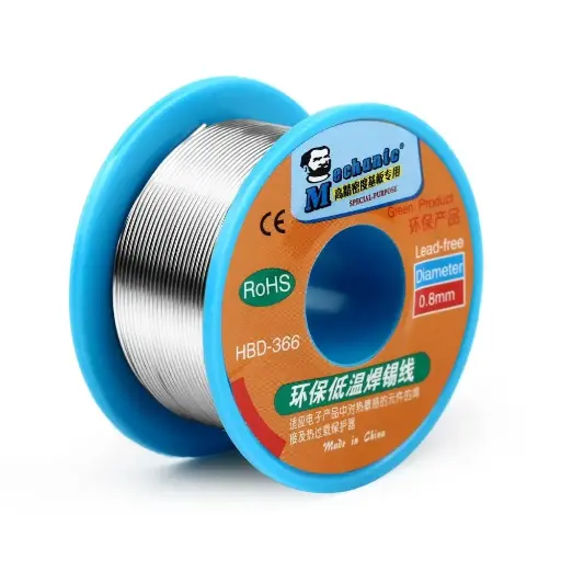 [HBD366-5] Rollo De Alambre De Soldadura Sin Plomo 138°, 40g 0.8mm Mechanic HBD366