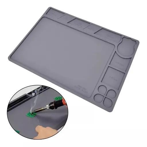 [TE-608] Tapete Térmico Para Reparación De Celulares Gris 25 X 35 Cm