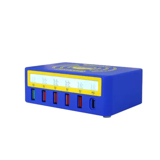 [ICHA-6PRO] Cargador Smart 5 Puertos Usb+pd Y Carga Inalámbrica Mechanic